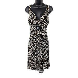 Vintage Geometric Beaded Midi Empire Waist Boho Statement Vacation Y2K Size 16W